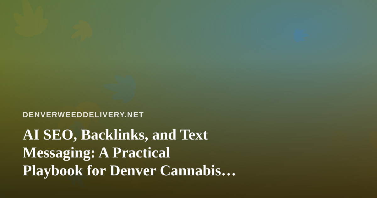 AI SEO, Backlinks, and Text Messaging: A Practical Playbook for Denver Cannabis Delivery Brands