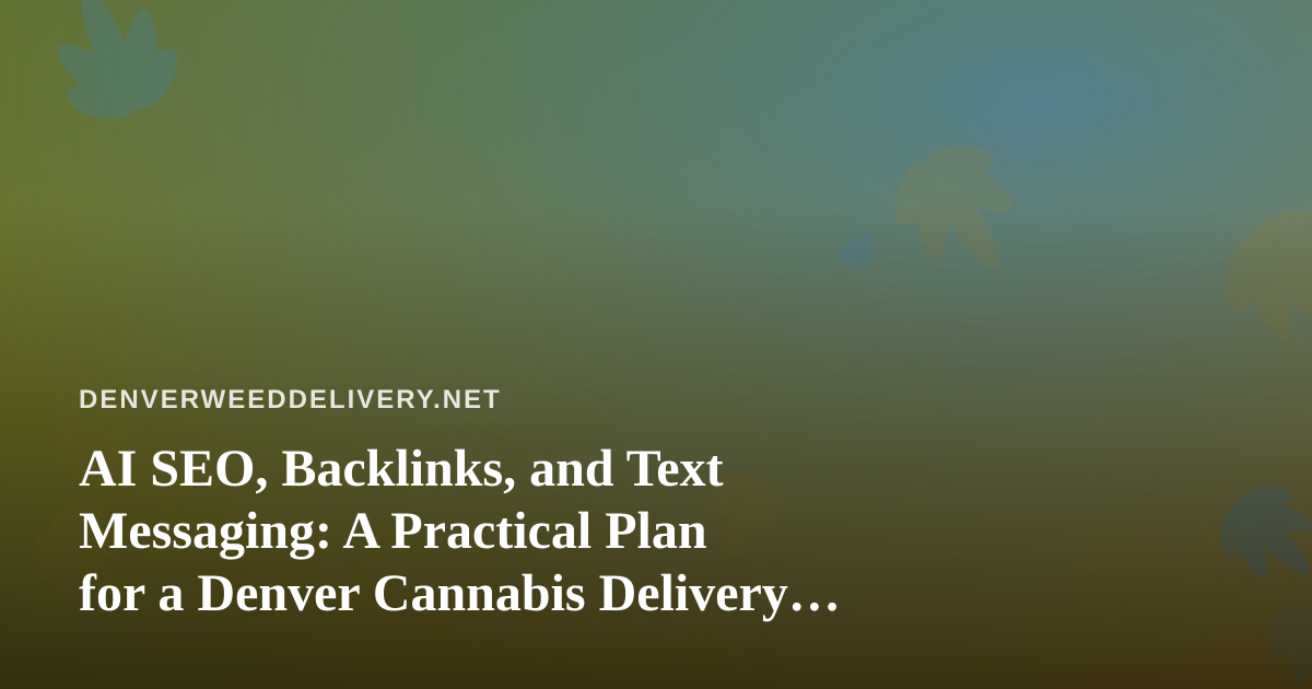 AI SEO, Backlinks, and Text Messaging: A Practical Plan for a Denver Cannabis Delivery Site