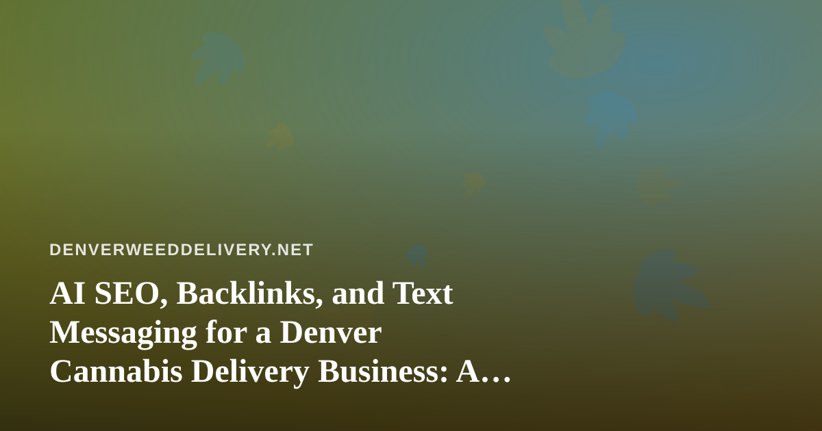AI SEO, Backlinks, and Text Messaging for a Denver Cannabis Delivery Business: A Practical Playbook