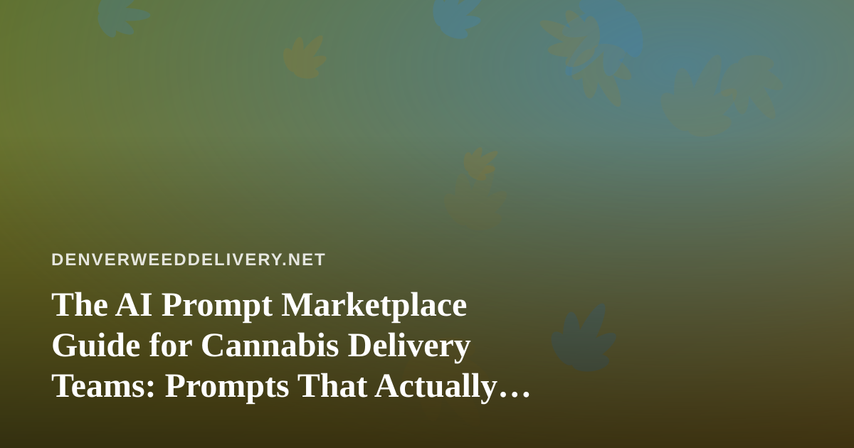 The AI Prompt Marketplace Guide for Cannabis Delivery Teams: Prompts That Actually Work